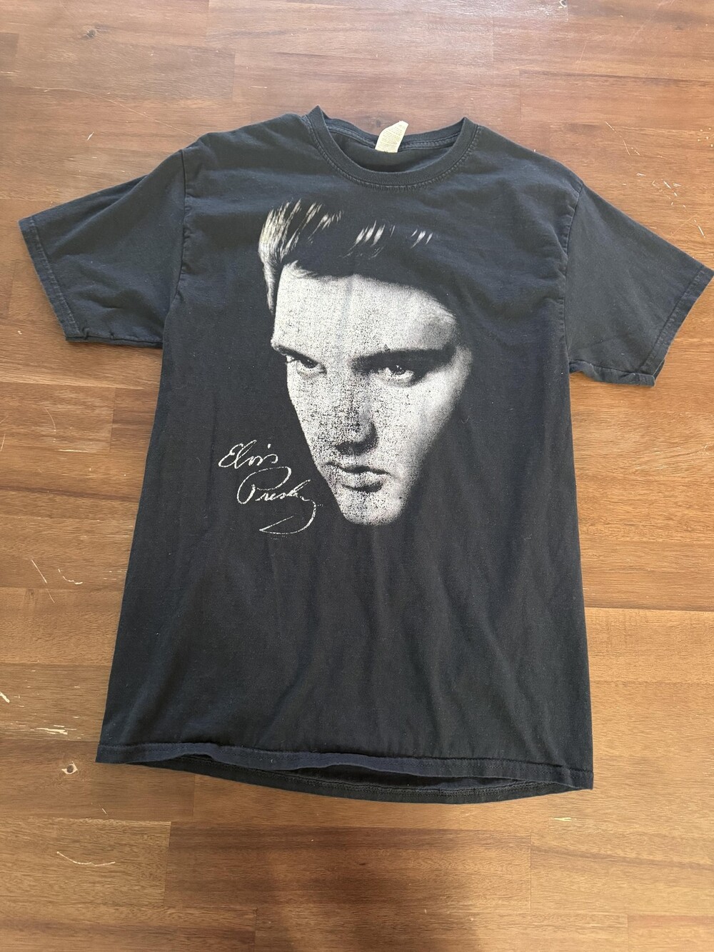 Elvis Presley Shirt Mens Medium Black Graphic Portrait Signature Music Tee